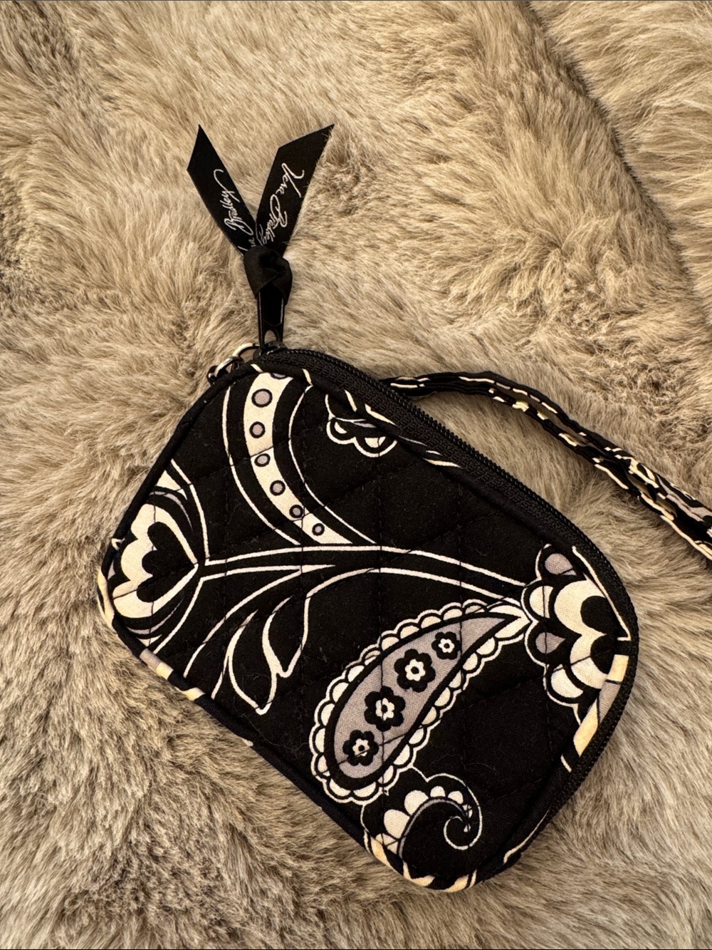 Vera Bradley Black Floral Quilted Wristlet